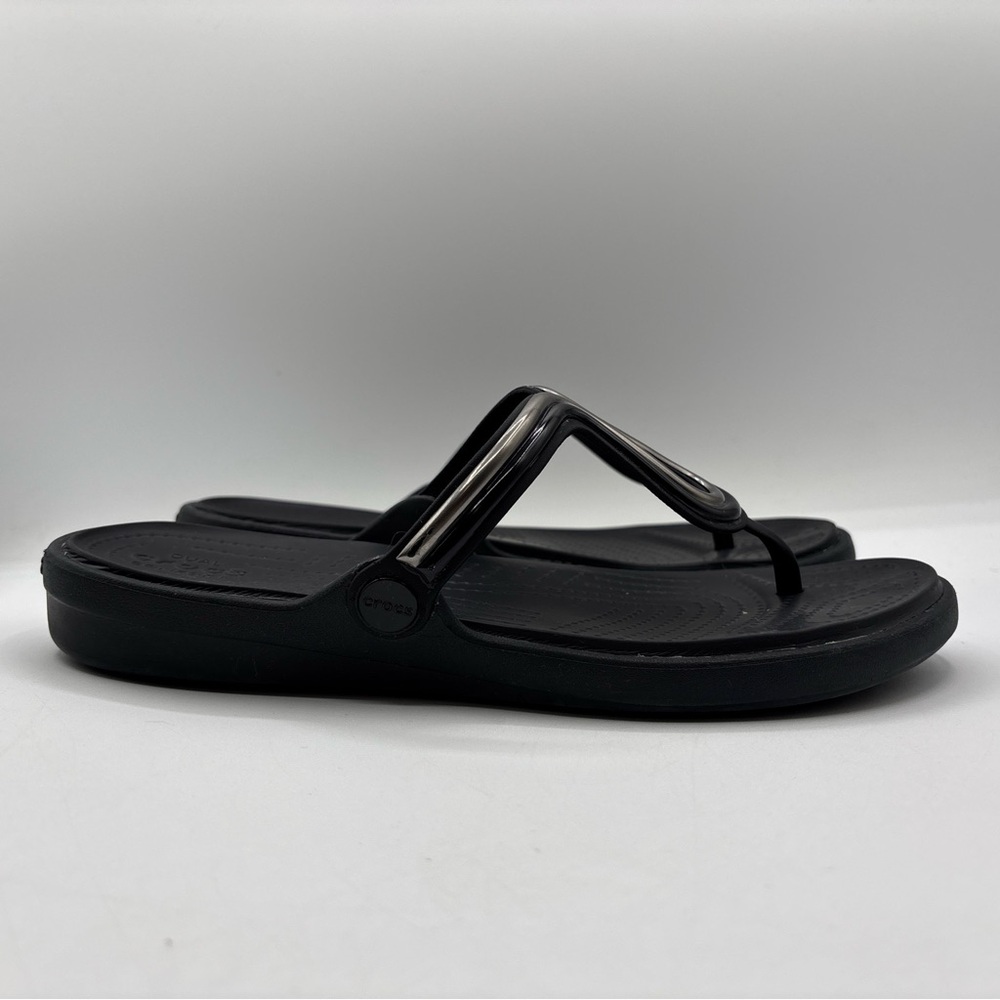Crocs Sanrah Metal Block Wedge Black Women’s Size 10 205470 Dual Comfort Sandal - Picture 6 of 16